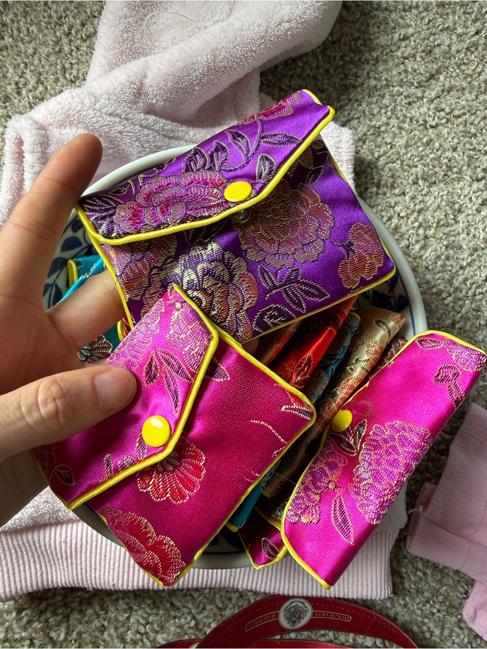 2 for $8 Silk Floral Jewelry or coin Pouch’s -pick Big or Mini envelope & zipper